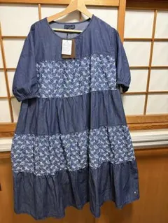 バーバリーブルーレーベル デニムワンピース フリル ノバチェック 平成