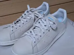 adidas スタンスミス 天然皮革　26.0　ライトグレー ライトブルー