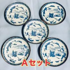 豆皿 小皿 印判 5枚セット 昭和 大正 古物 レトロ 和食器 【Aセット】