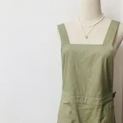人気　ルノンキュール　サロペット　ウエストバックギャザー　モスグリーン　M