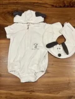 ジェラートピケ　スヌーピーコラボ　ロンパースとスタイセット