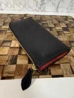イタリアンレザー　L字ファスナー　長財布　ツートンカラー　本革　ハンドメイド