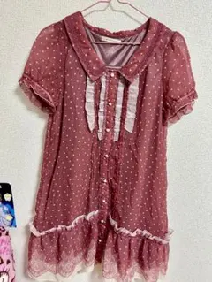 axes femme 水玉模様 半袖ひざワンピース