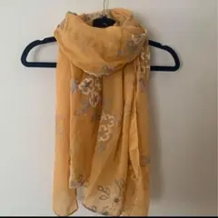 ラスト１点❗️ストール　大判　花柄　刺繍　オレンジショール　紫外線対策　冷房対策