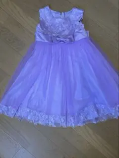 キッズドレス パープル リボン レース