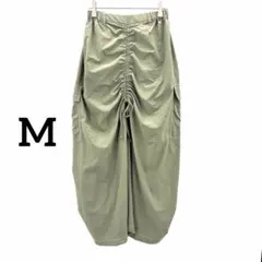 ニコアンド カーキ ロング スカート M ミリタリー ロング丈 ゆるダボ リボンのサムネイル