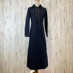 ロイスクレヨン ＊ スエードリボン デニム ロング ワンピース マキシ丈