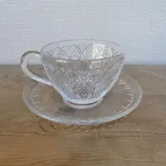 透明ガラスカップとソーサーセット