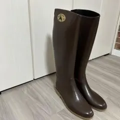 ブラウン ロングブーツ サイド伸縮性