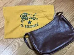 IL BISONTE ブラウン ショルダーバッグ 保存袋付き