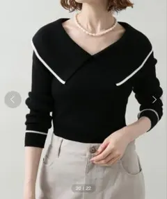 IENAファインウール ショールカラーリブプルオーバー◆黒¥15,400