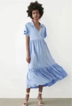 ZARA パネルミディワンピース ロングシャツ 新品未使用