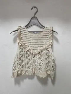 ZARA アイボリー レース編みビスチェ