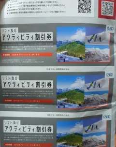 日本駐車場開発　リフト及びアクティビティ割引券 3枚セット