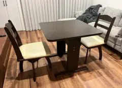 スクエアダイニングテーブルセット　2人用　引き取り限定　ダークブラウン