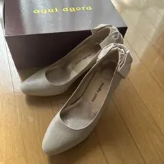 aqui agora アキアゴーラ ベージュ リボン付き ハイヒール