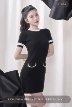 darich / バイカラーラインニットミニワンピース