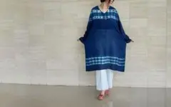 藍染 藍染服 インディゴ 手染め ロングワンピース 3
