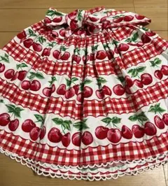 シャーリーテンプル130cmチェリー　ギンガムチェックフリルスカート