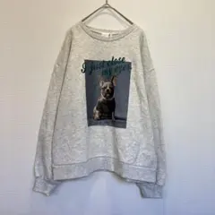 裏起毛であったか LAKOLE フレンチブルドッグ スウェット オーバーサイズ