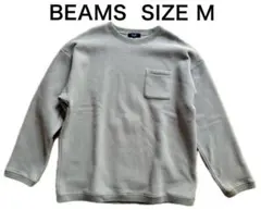 BEAMS ビームス スウェット トレーナー カポケット リブ ベージュ系 M