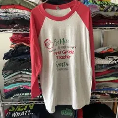 90sヴィンテージMクリスマス七分長袖tシャツUSA直輸入メンズ古着