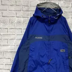 コロンビア　マウンテンパーカー　ブルーM ロゴ刺繍アウトドア0114