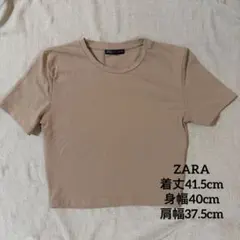 ZARA ベージュ クロップドTシャツ 半袖 Mのサムネイル