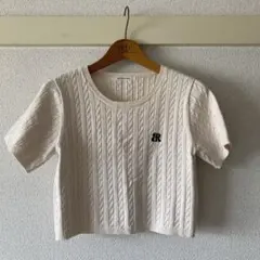 archives ケーブル編み 半袖ニット ホワイトのサムネイル