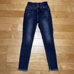 アズールバイマウジー ハイウエストボタンスキニーデニム me05m