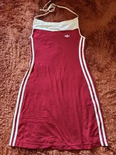 adidas 赤 ノースリーブミニワンピース