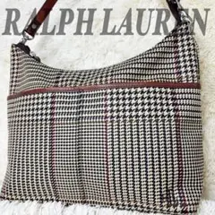 極美品　ローレンラルフローレン　LRL 千鳥柄　肩掛け　ハンドバッグ　キャンバス