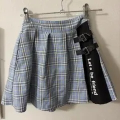 青系チェック フレアスカート
