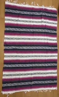 メキシコ製 ストライプ柄ラグ