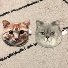 【新品未使用】猫の顔ハンカチ 2枚セット　ヘミングス 日本製