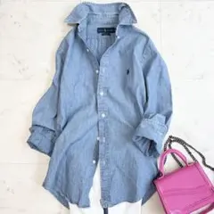 美品 ラルフローレン デニムシャツ ボタンダウン ダンガリー XS
