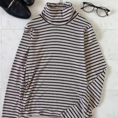 ココディール ニットトップスボーダー ラメ ベージュ ブラックM