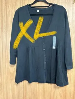 UNIQLO ユニクロ　七分袖フレアカーディガンXLレディース　ブラック