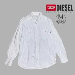 DIESEL インク飛ばし ホワイト デニム シャツ 長袖