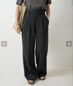 か*や様 2024SS スピックアンドスパン　ダブルクロスツータックパンツ　ブラ