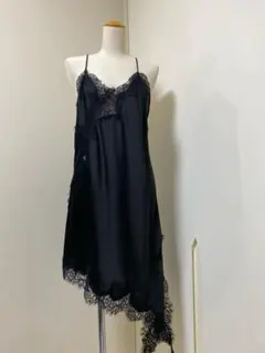 2025購入★ZARAレースキャミソールワンピース黒L★ランジェリー風
