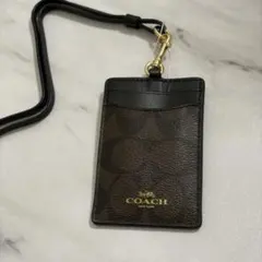COACH シグネチャー キャンバス カードケース ネックストラップ付き 新品