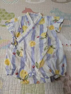 アプレレクール　レモン　ストライプ　甚平　浴衣　ロンパース　70-80cm