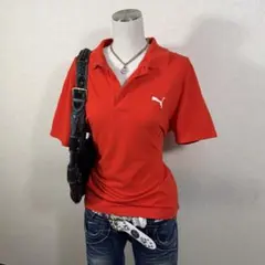 y2k PUMA ポロシャツ ロゴ 平成ギャル ノームコア レッドのサムネイル