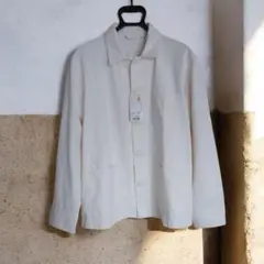 ユニクロ メンズ ウォッシュジャージーワーク ジャケットオフホワイト/L