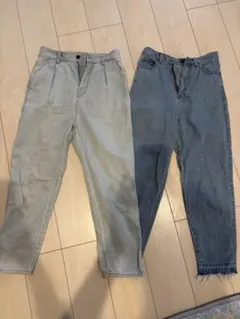 デニムパンツ 2点セット ライトグレー ダークブルー