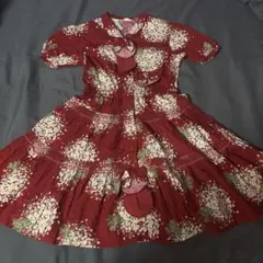 BABY PINK HOUSE 赤 花柄 半袖ワンピース M