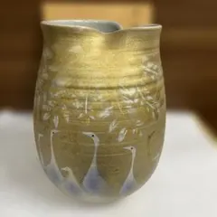 九谷焼　旭山窯　金彩 鷺文 花瓶 フラワーベース