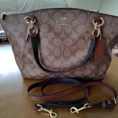 COACH エリスサッチェル 2WAYバッグ シグネチャー 茶 レザー - メルカリ