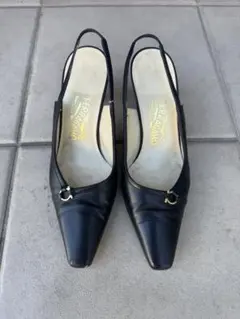 Ferragamo ブラック スリングバック ハイヒール23cm6C